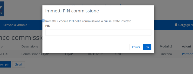 Immissione PIN