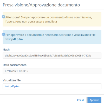 Area riservata - finestra presa visione verbale