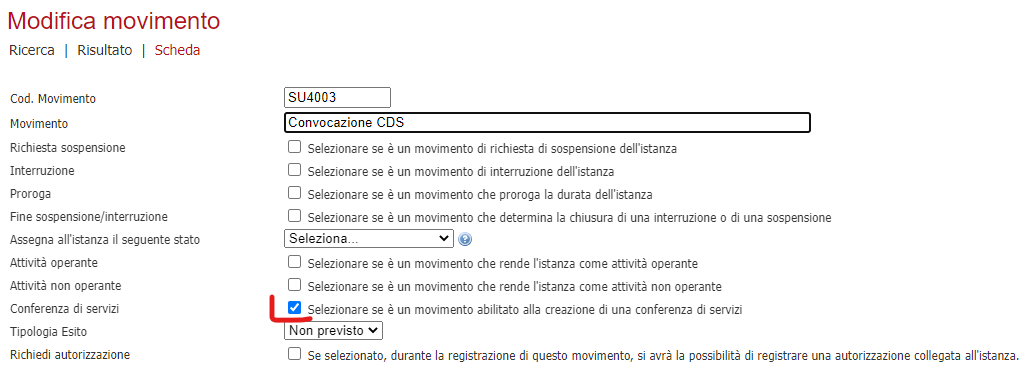 Parametri CDS Tipimovimento