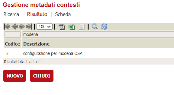 Configurazione metadati contesto