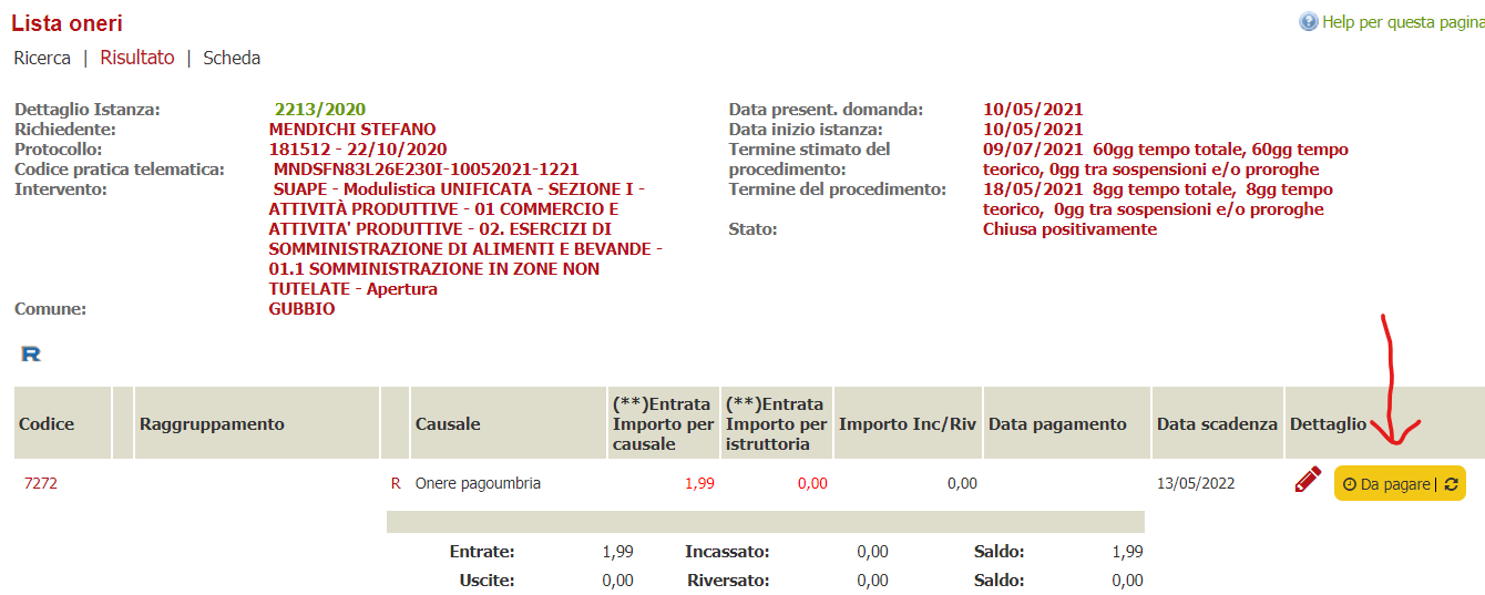 Modifica alla maschera dei Movimenti