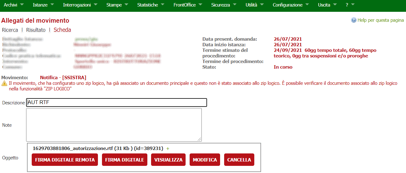 Aggiunta di un documento